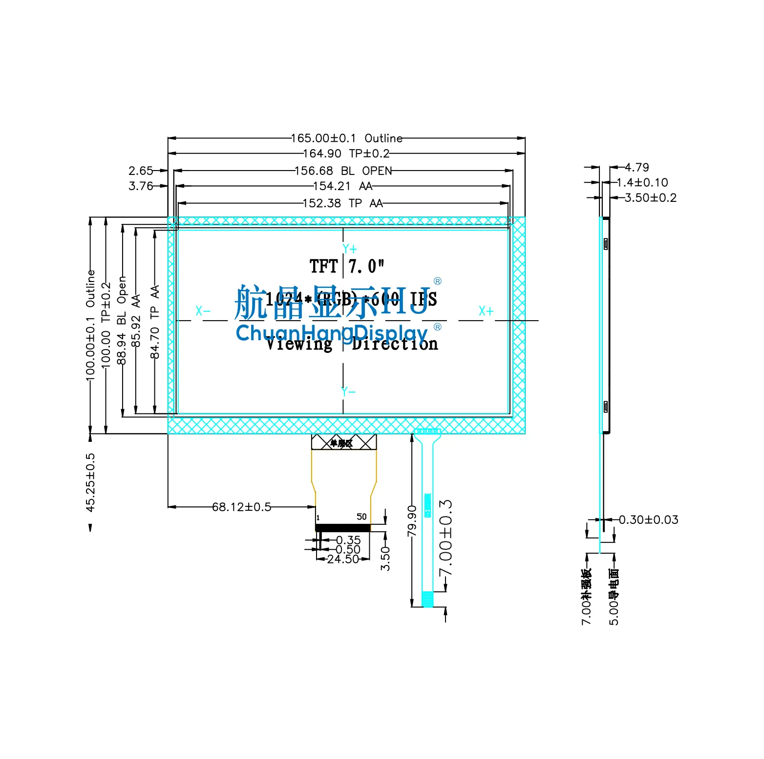 7 Inch 1024x600 with Resistive Touch