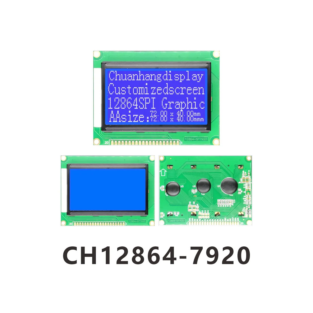CH12864-7920 LCD Display with AIP31066 IC