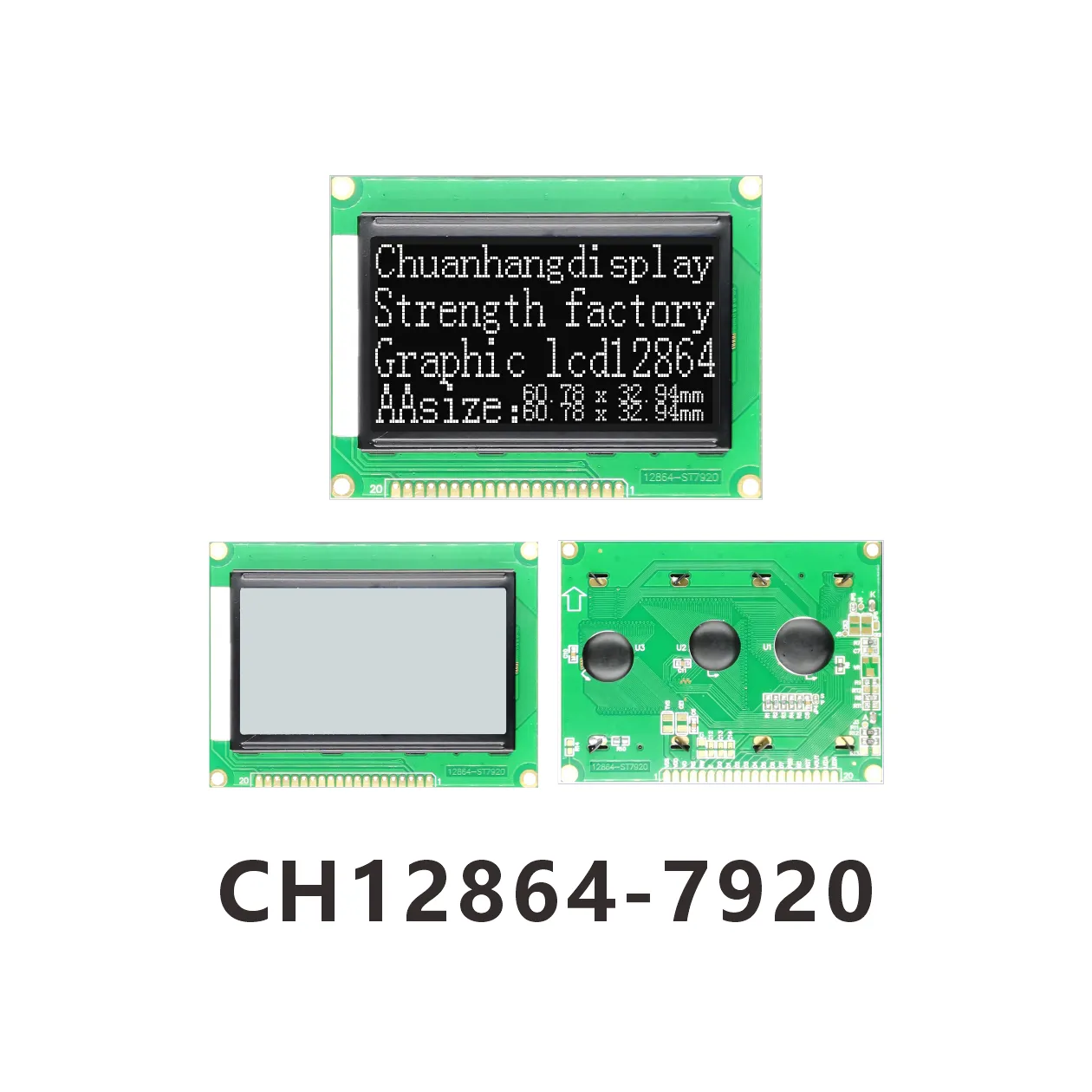 CH12864-7920 LCD Display with AIP31066 IC