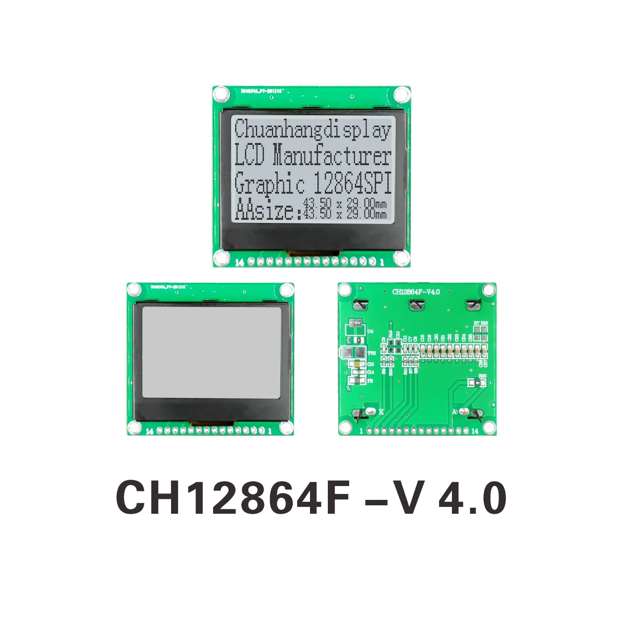 CH12864F-V4.0 With iron frame  12864 lcd module